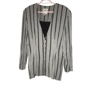 Joseph Ribkoff Vintage Striped Button-Front Blazer Rare Monochrome Sz 10